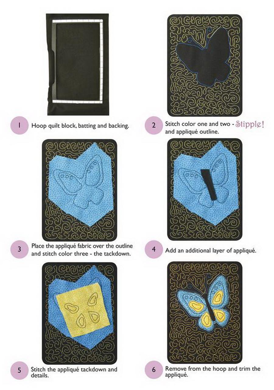 Stipple! Butterflies - One Step Quilting and Applique - Designs in Machine Embroidery