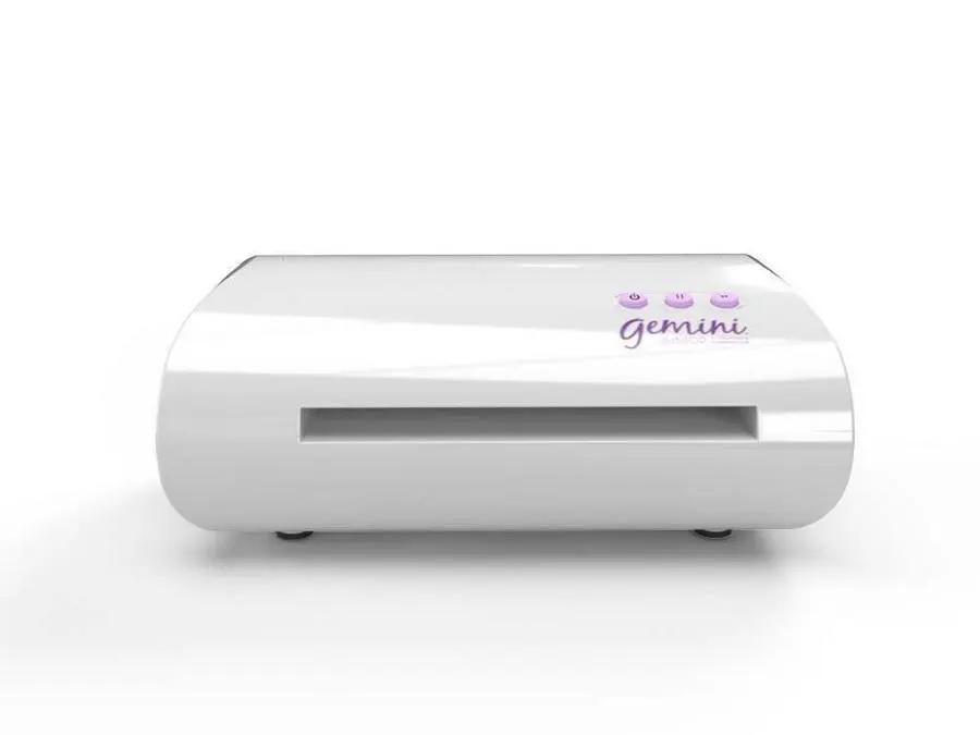 Gemini Junior cutting and embossing machine, white with purple Gemini logo