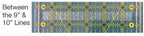 Guide Lock Strips by Guidelines 4 Quilting: blue ruler with yellow measurement marks showing 9-10 inch lines