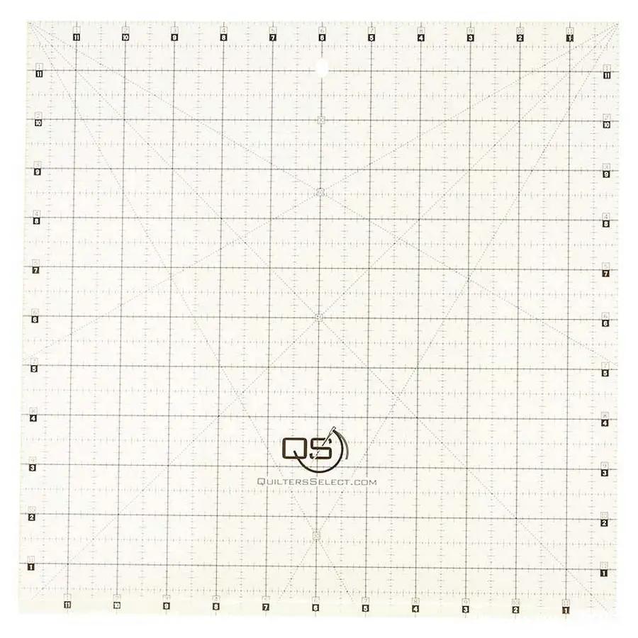 Quilters Select 12 x 12 white non-slip quilting ruler with grid lines