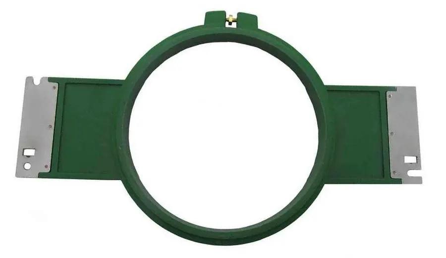Sew Tech Tajima Toyota 400 mm embroidery hoop frame, circular green ring with metal brackets