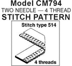 Consew CM794-2 Chainstitch Overlock Sewing Machine with Assembled Table and Servo Motor