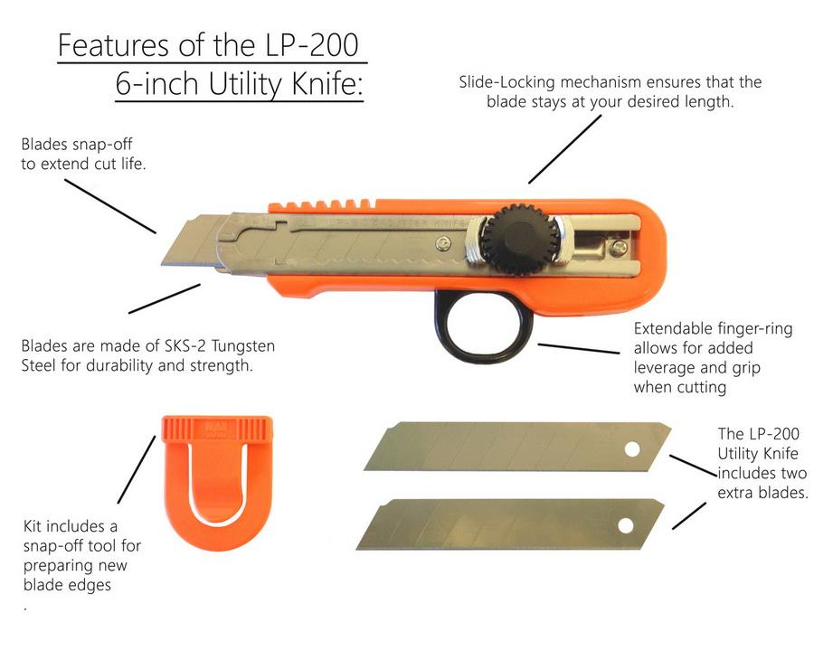 Kai 6 inch Utility Knife With 3 Replacement Blades (LP - 200) - Sewingmachinesplus.com