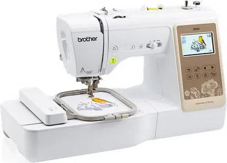 Brother SE625 sewing and embroidery machine in white with touchscreen and embroidery hoop, factory serviced.