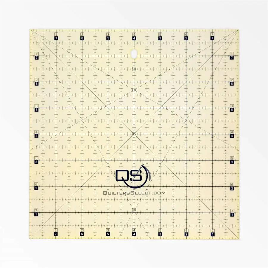 Quilters Select 8x8 non-slip quilting ruler with grid markings and logo