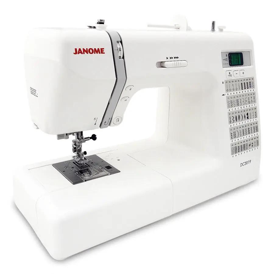 Janome DC2019 computerized sewing machine, white, with free bundle package.