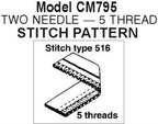 Consew CM795-2 Two Needle, 5 Thread Overlock with Assembled Table and Servo Motor