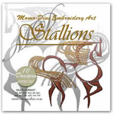 Embroidery designs: Stallions by Momo-Dini, 10 brown/gold horse silhouettes (0500130)