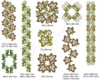 Embroidery designs Momo-Dini Maple Leaves 0500135 set with border and corner motifs in green and brown.