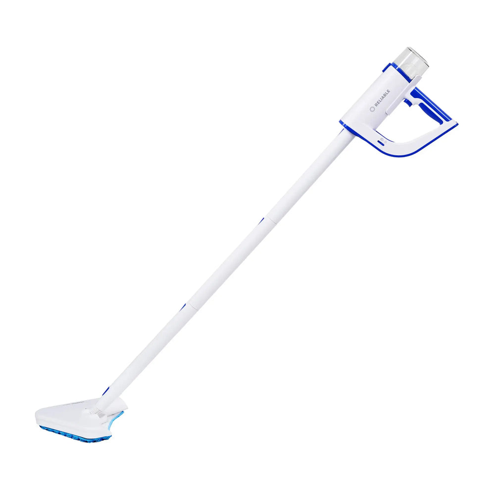 Steamboy Plus 2-in-1 steam cleaner and steam mop by Reliable; white with blue accents