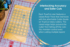 Grace Company TrueCut Original 12.5in x 12.5in ruler, yellow grid quilting ruler on cutting mat for fabric sewing projects