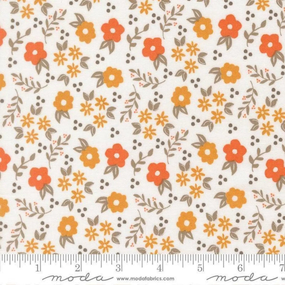 Birch & Willow Mums Cloud cream floral quilting fabric by Sherri & Chelsi for Moda Fabrics