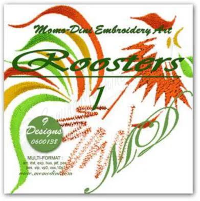 Momo-Dini Embroidery Designs - Roosters 1 (0600138) - Sewingmachinesplus.com