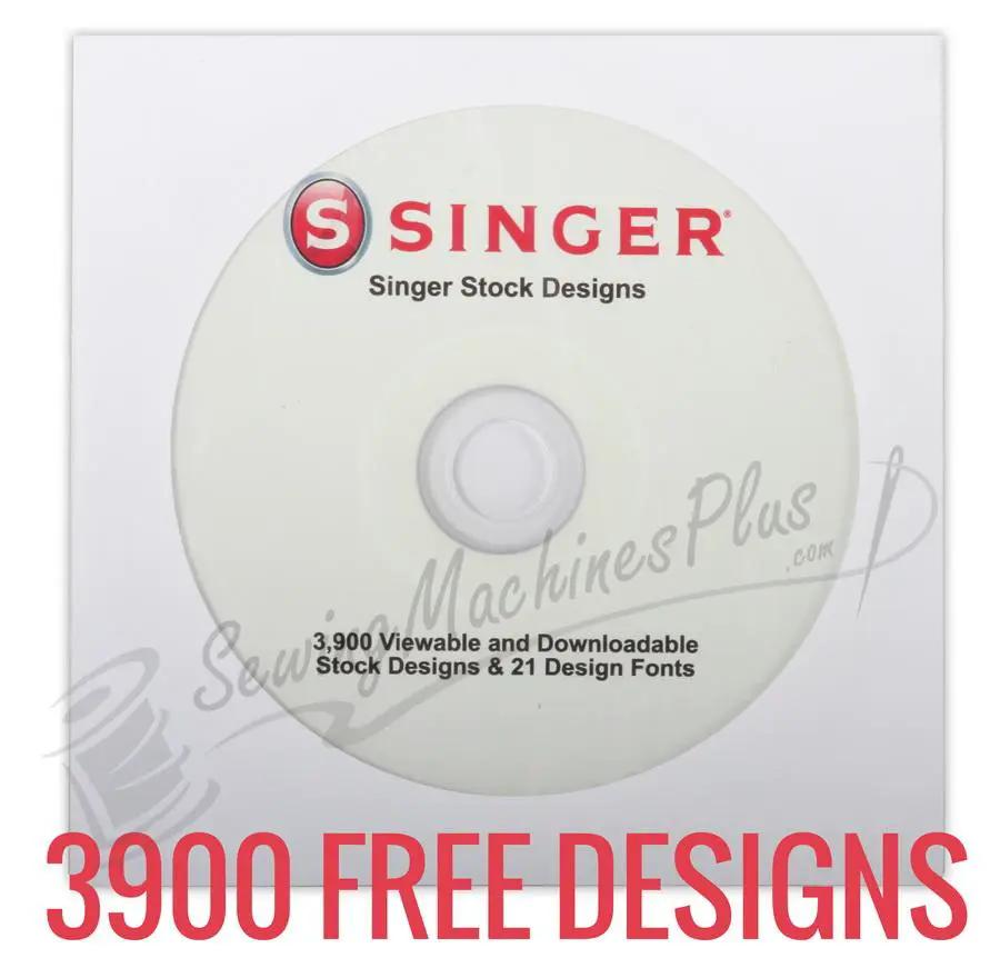 Singer embroidery machine disc featuring 3,900 stock designs and 21 fonts