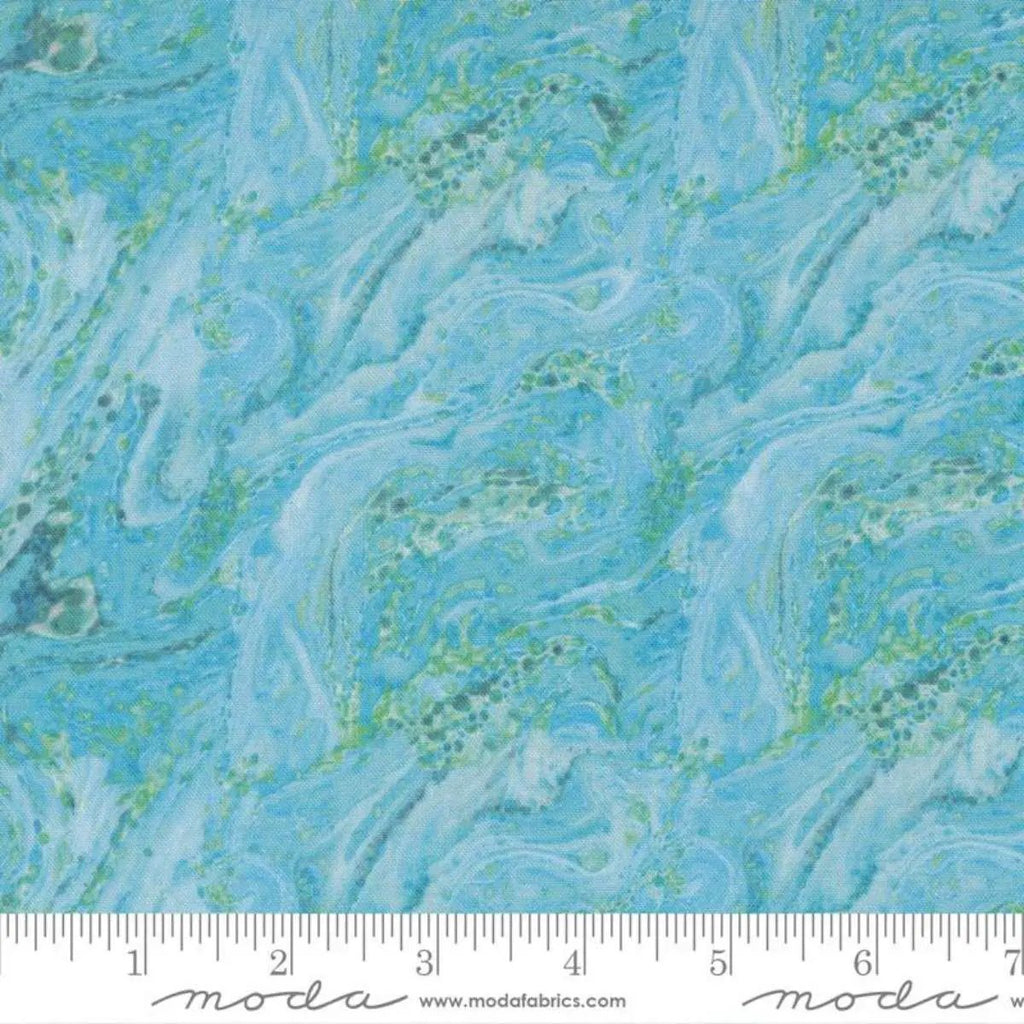 Saltwater Water Surf quilting cotton fabric with aqua and turquoise marbled ocean-water texture by Cathe Holden.