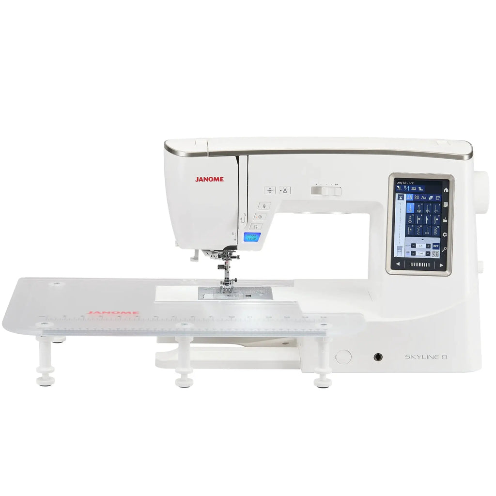 Janome Skyline 8 computerized sewing & quilting machine with touchscreen display, white