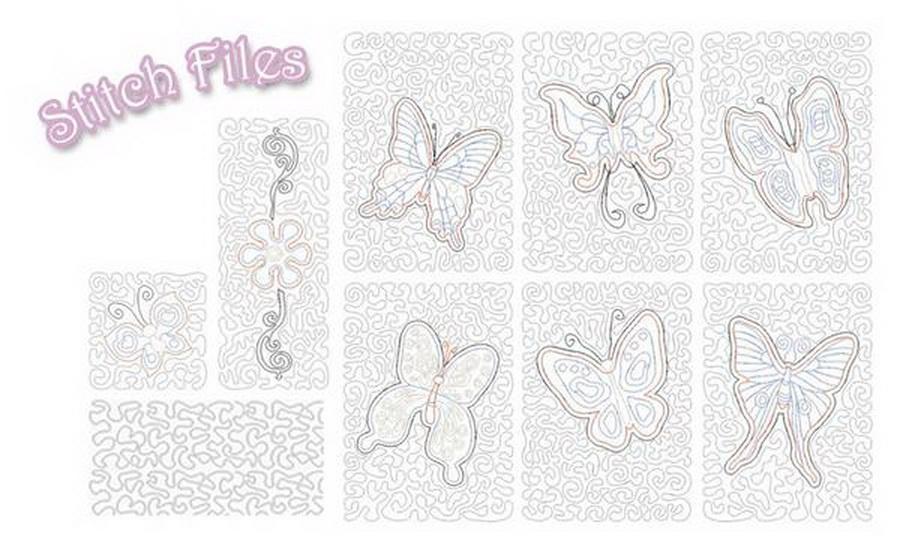 Stipple! Butterflies - One Step Quilting and Applique - Designs in Machine Embroidery