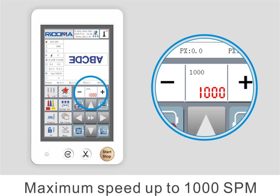 RiCOMA EM-1010 10-Needle Embroidery Machine with Stand & Software