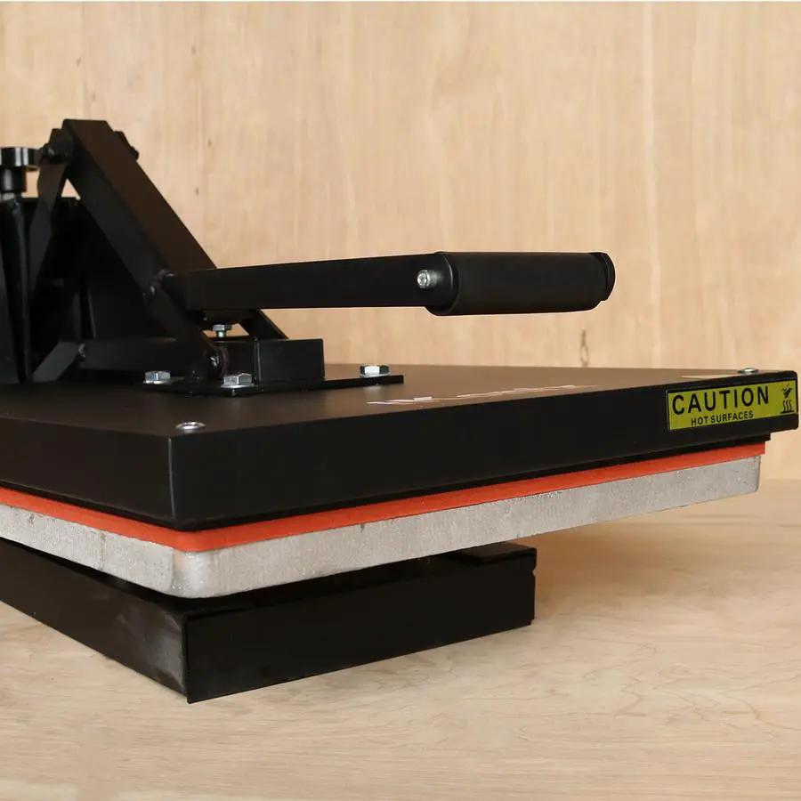 Ricoma high-pressure heat press with black body and yellow caution label