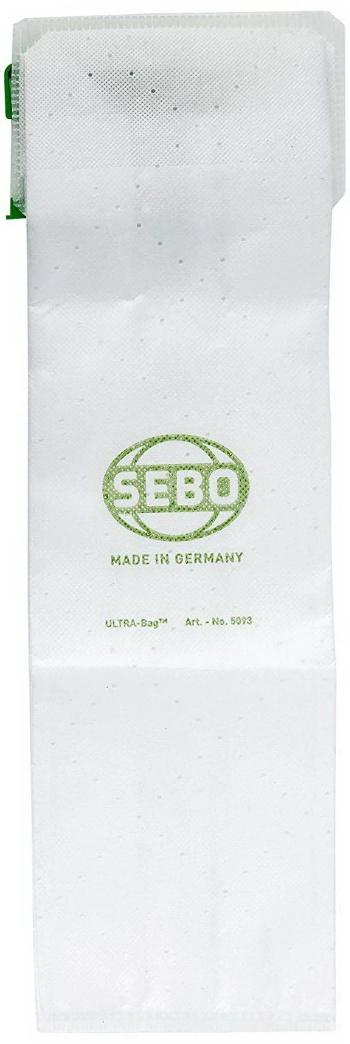 SEBO HEPA service bag for automatic X-Series vacuums, white bag with green SEBO logo