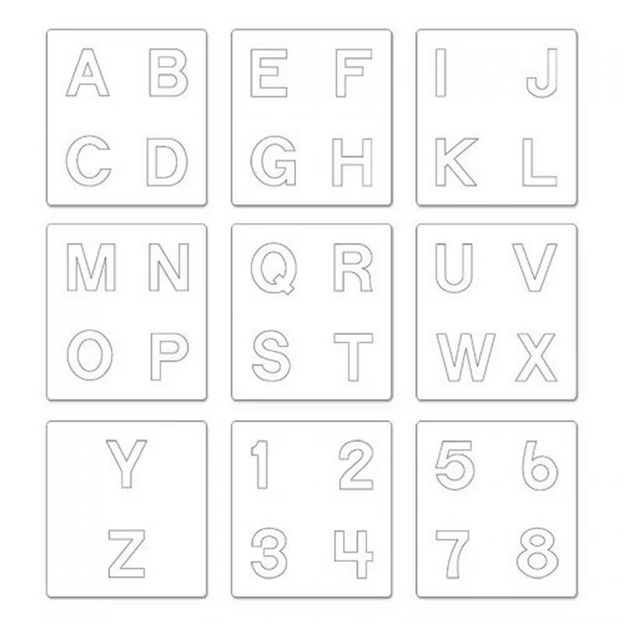 Cutting dies set: Sizzix Bigz Alphabet Set Block 1 1/2in with 12 tiles showing A-Z and 0-9