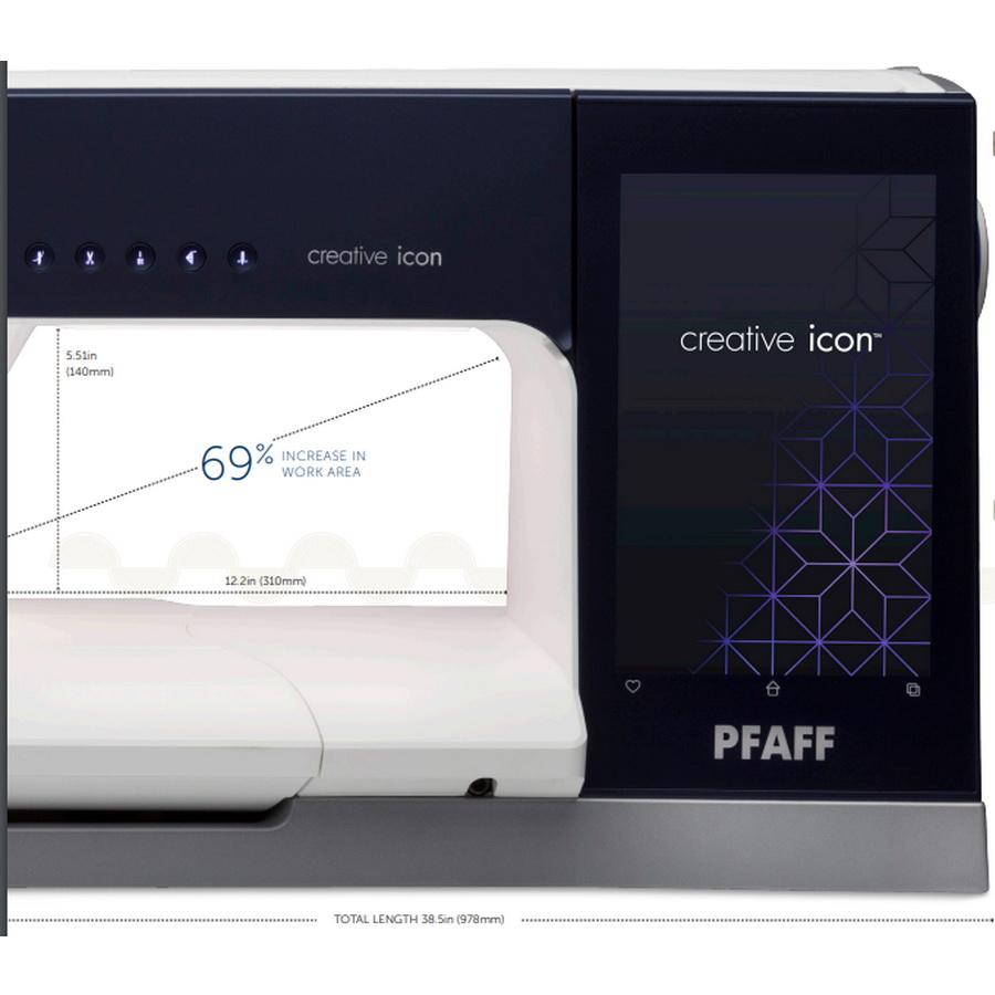 Pfaff Creative Icon Sewing & Embroidery Machine with Ribbon Embroidery Attachment - Sewingmachinesplus.com
