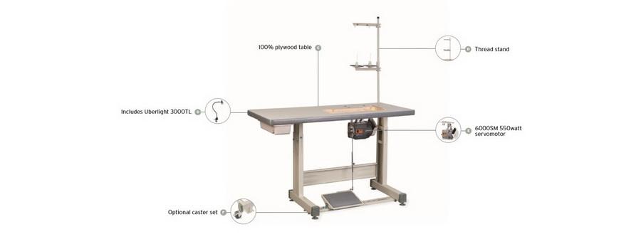 Reliable 4800SC Single Needle Chainstitch Sewing Machine with Table, Motor and FREE Lamp - Sewingmachinesplus.com