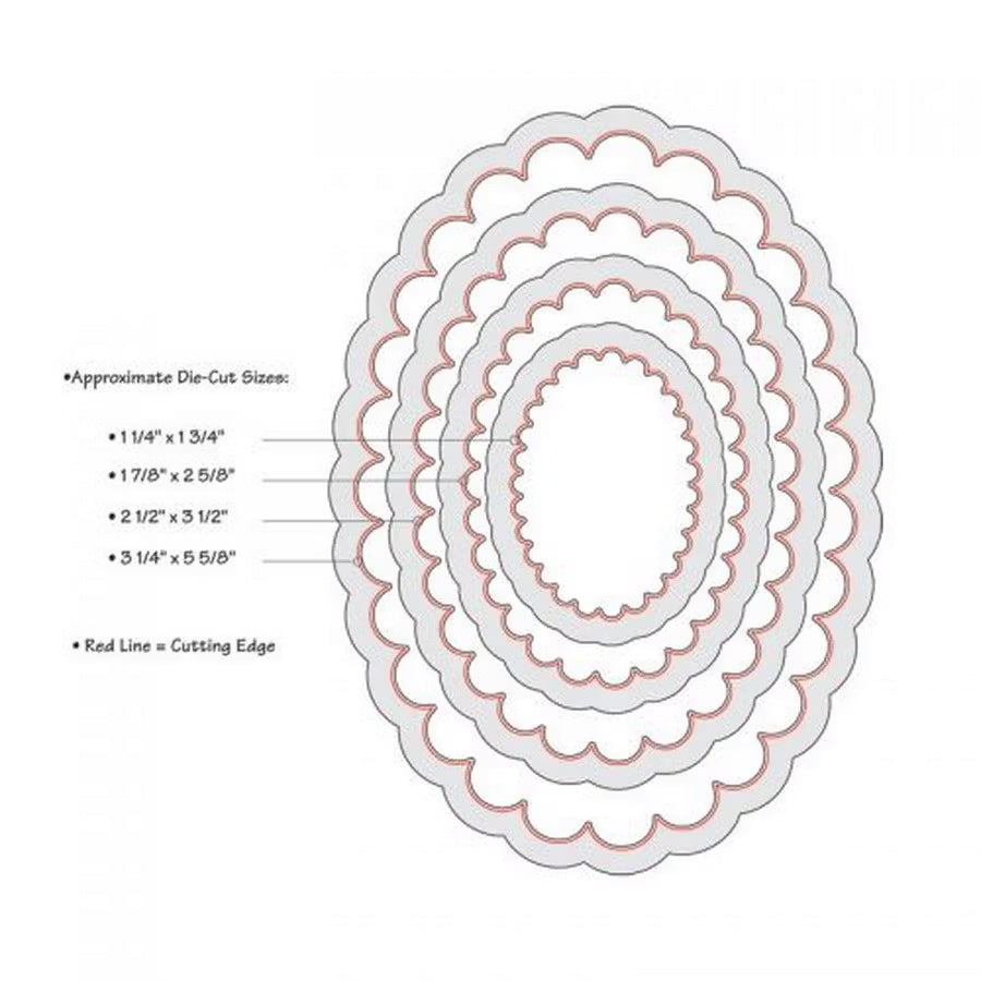 Sizzix Framelits Dies Ovals, Scallop