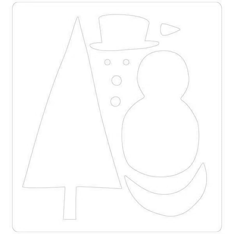 Sizzix Bigz Die Snow Scene by Olivia Rose cutting die; four-piece snow scene with tree, snowman, and hills.