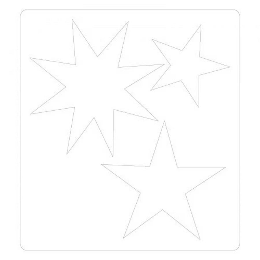 Sizzix Bigz Die Winter Stars by Olivia Rose cutting dies; three outlined star shapes on white sheet