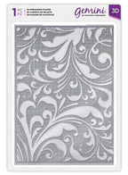 Gemini 3D embossing folder by Crafter's Companion; white floral pattern on gray grid background