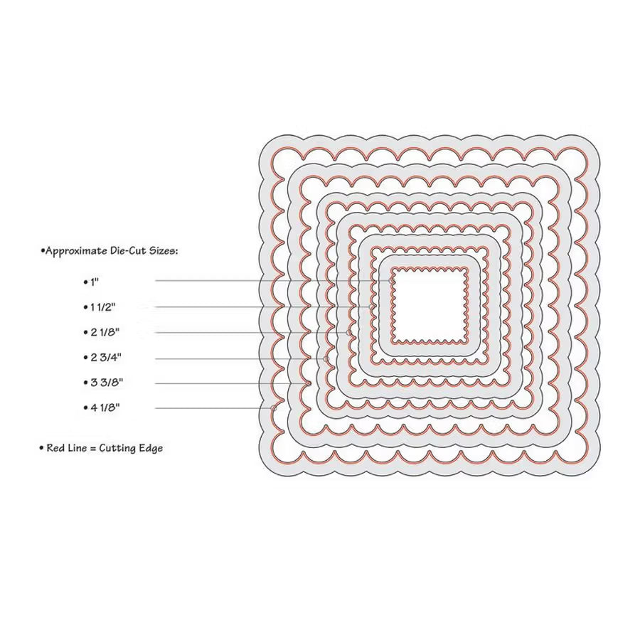 Sizzix Framelits Dies Squares, Scallop