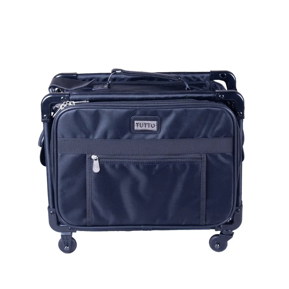 Tutto small machine bag in black on wheels with front zip pocket