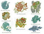 Momo-Dini Embroidery Designs: Under the Sea 1 set with 9 colorful aquatic motifs