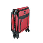 Tutto 17-inch red carry-on luggage on wheels with black trim and front zip pocket.