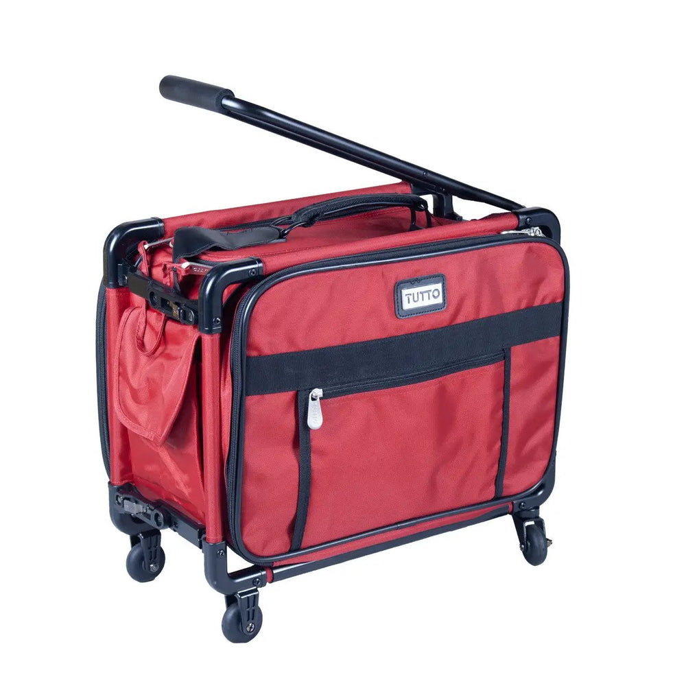 Tutto 17-inch small carry-on luggage on wheels, red with black trim