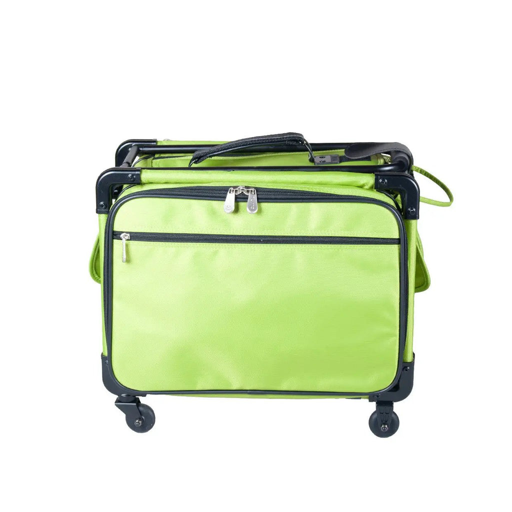 Tutto 17in lime green small carry-on luggage on wheels with front zipper pocket and black frame