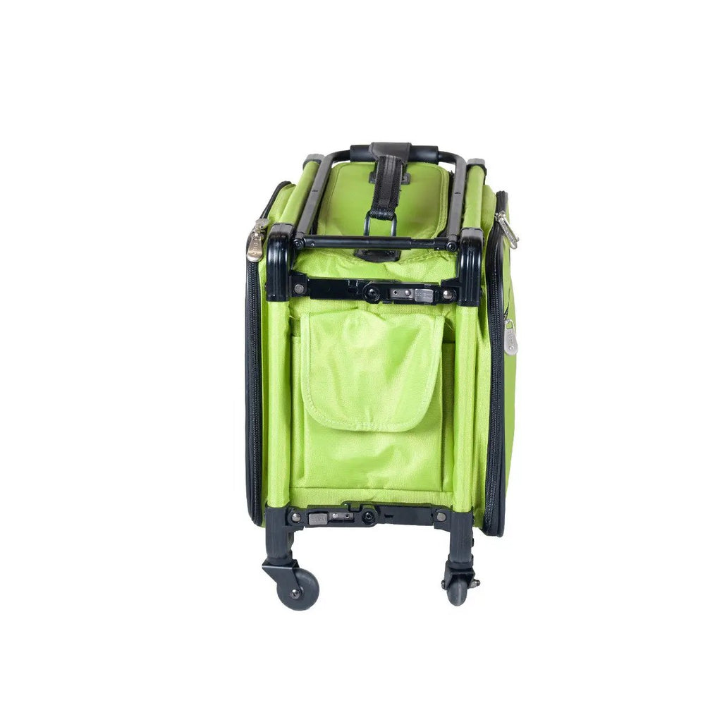 Tutto 17-inch lime carry-on luggage on wheels with front pocket and top handle.