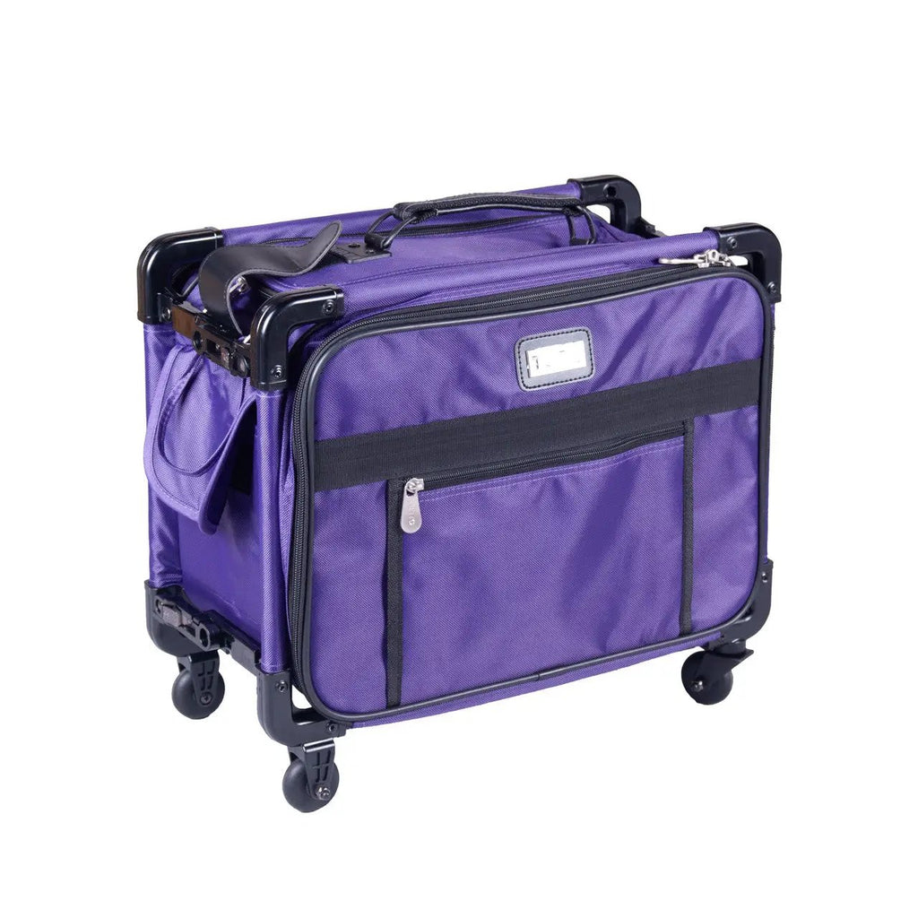 Tutto 17-inch purple carry-on luggage on wheels with front zip pocket