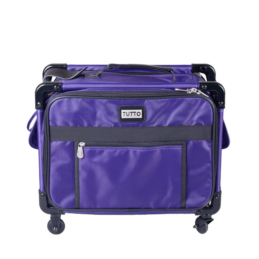 Tutto 17-inch purple small carry-on luggage on wheels with front zip pocket