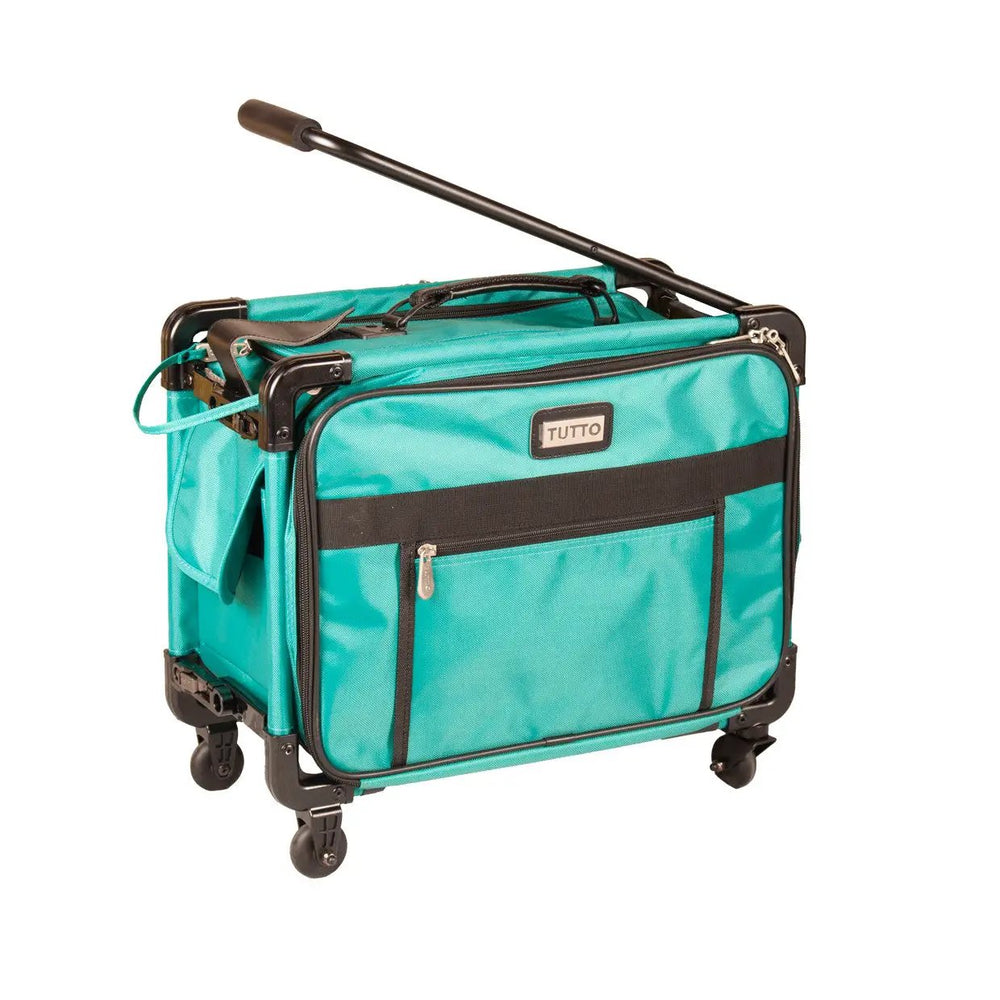 Tutto 17-inch Small Carry-On Luggage on Wheels in turquoise with front zip pocket