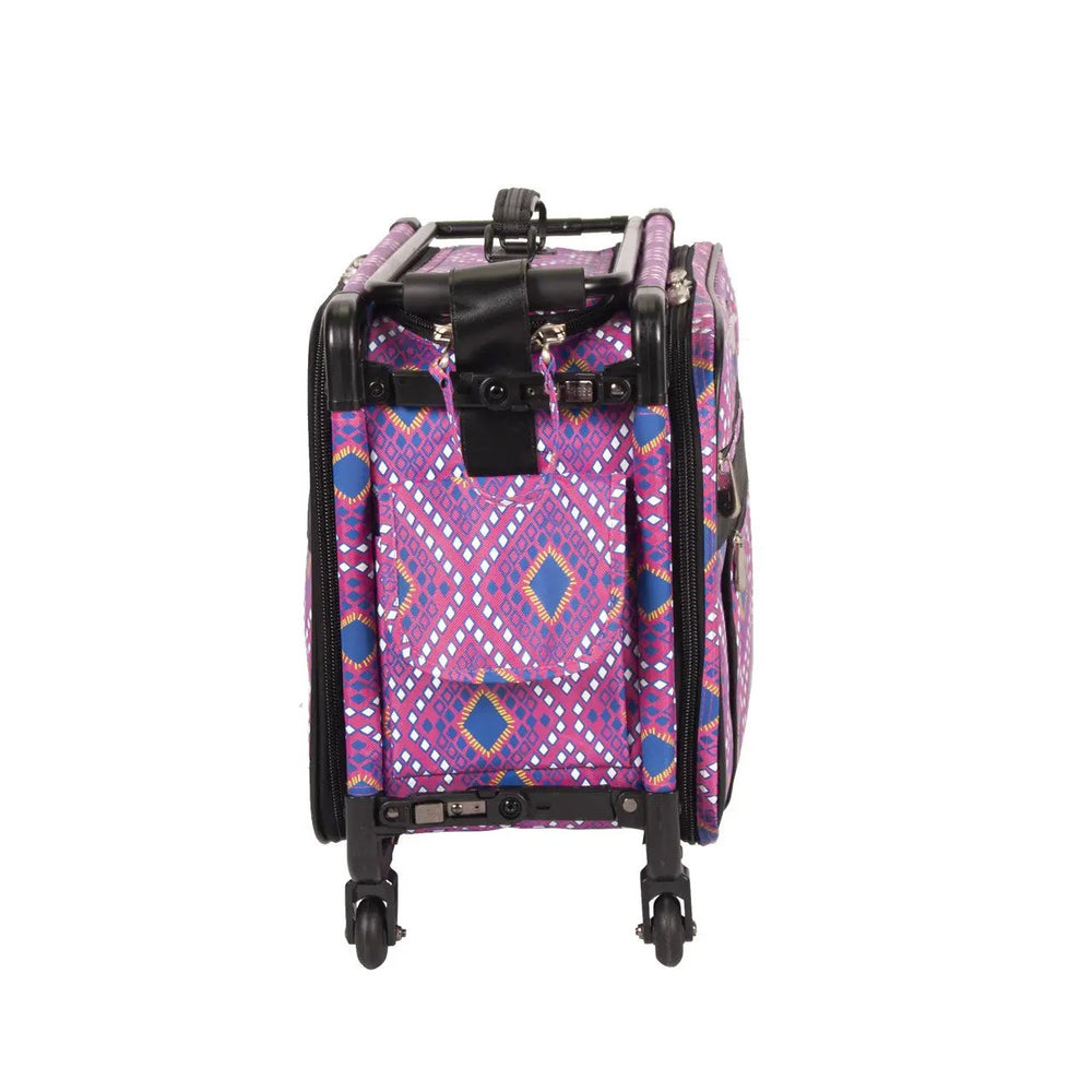Tutto 20-inch pink modern diamond-print machine bag on wheels