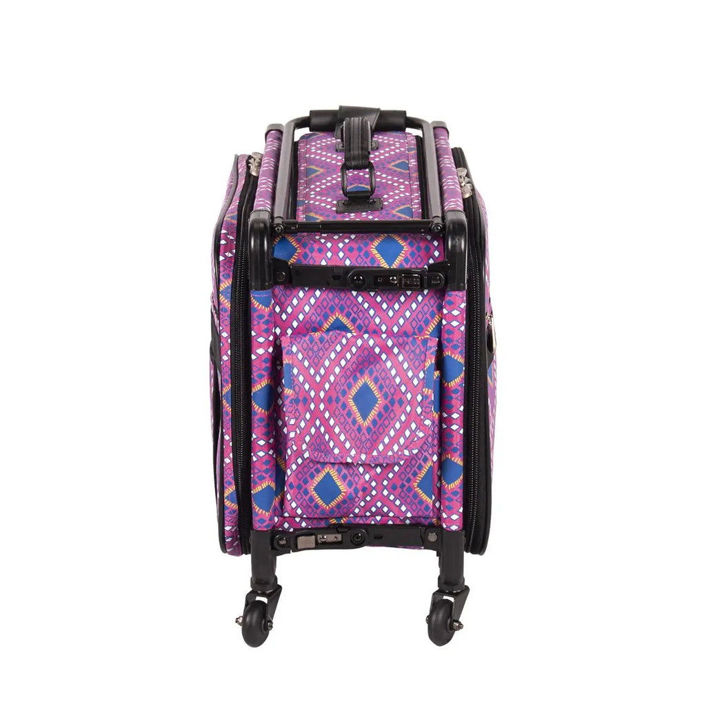 20-inch Tutto machine bag on wheels in pink diamond-print fabric