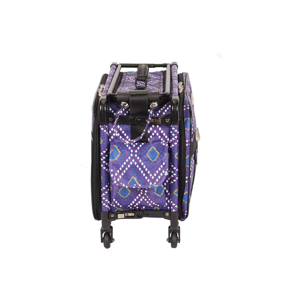 20in purple diamond-print Tutto machine-on-wheels bag