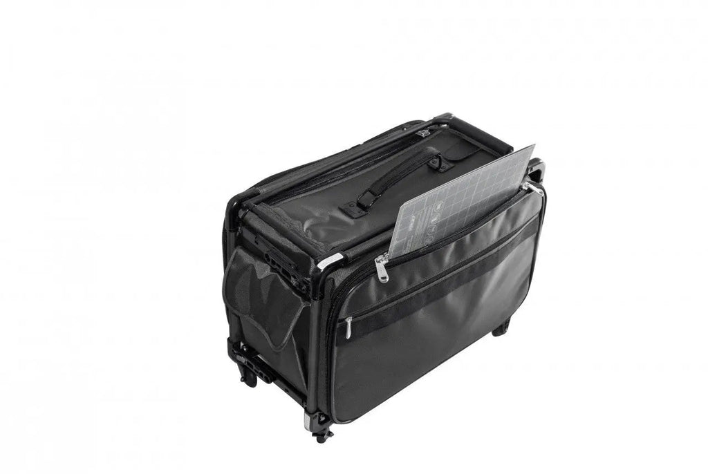 Tutto 20in black machine-on-wheels bag with front zipper pocket
