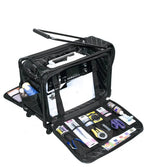 Tutto 20-inch Medium Machine On Wheels black rolling bag for sewing machines with organized accessory pockets.