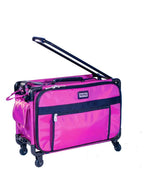 Tutto 20-inch pink machine on wheels bag with navy accents