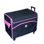 Tutto EZ-Glide 21in sewing machine trolley bag in black with pink trim.