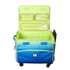 Tutto 21-inch EZ-Glide Trolley machine bag in blue and lime green with clear pockets