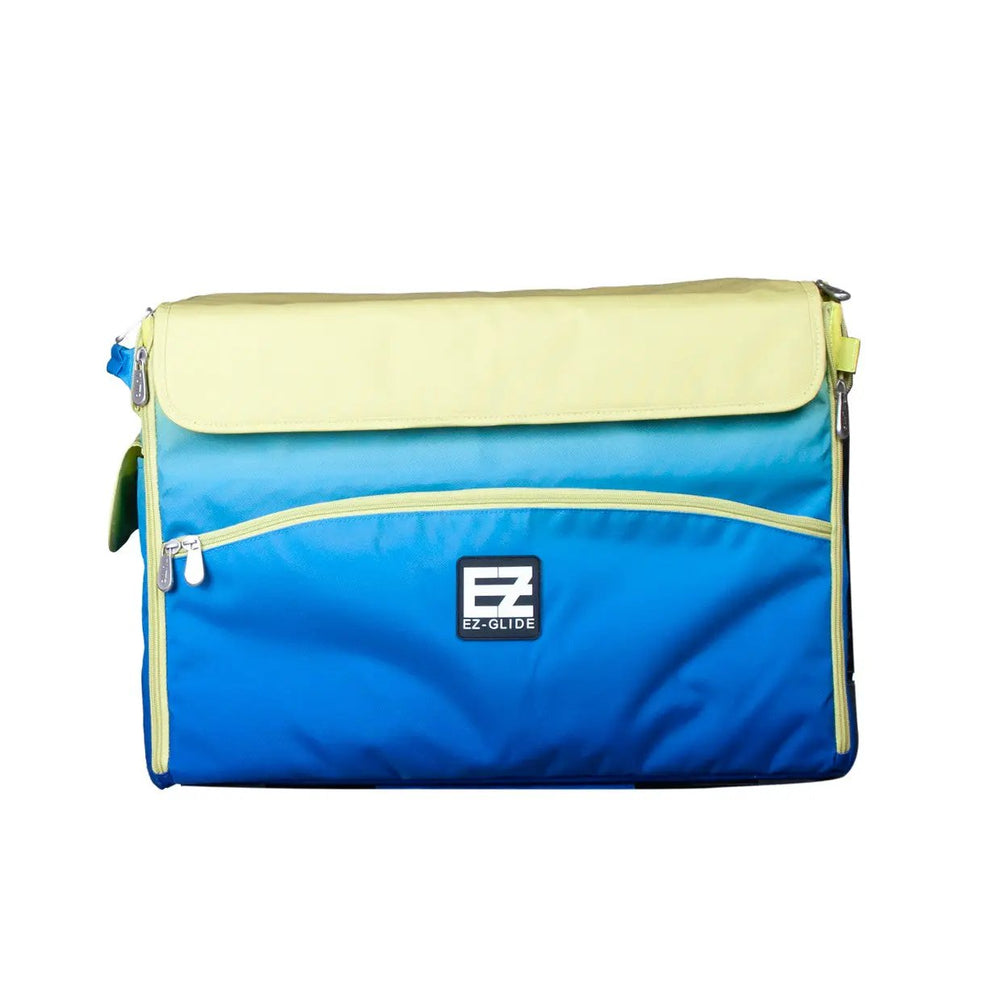 21-inch EZ-Glide trolley sewing bag by Tutto in blue with lime-green accents